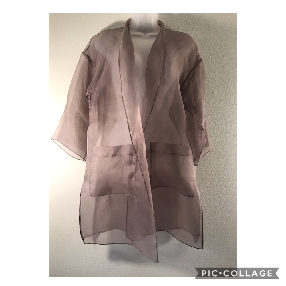 EILEEN FISHER Open Front Cardigan Silk Size Large
